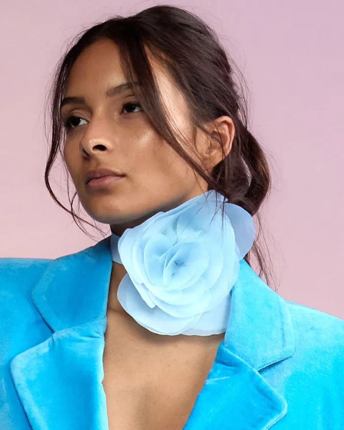 Organza Flower Ties 8211 Blue Women Cynthia Rowley Accessories
