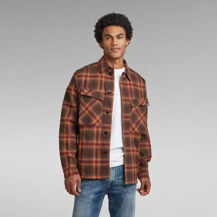 Overshirts Men GStar RAW Mysterious Overshirt Chocolat Blur Check