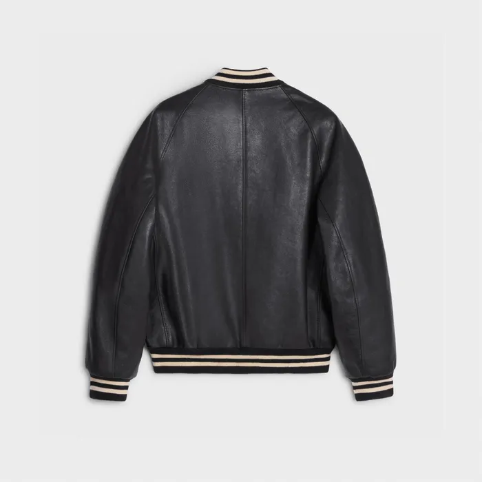 Oversized Teddy Jacket In Calfskin Black Ivory Men CELINE LEATHER