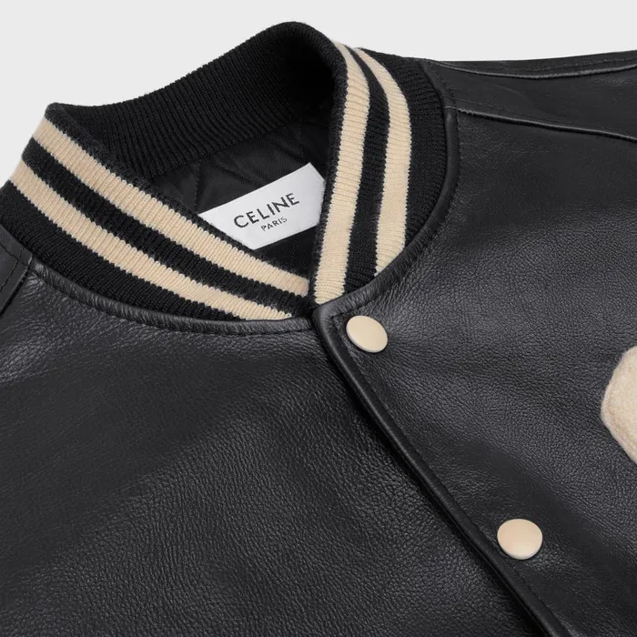 Oversized Teddy Jacket In Calfskin Black Ivory Men CELINE LEATHER