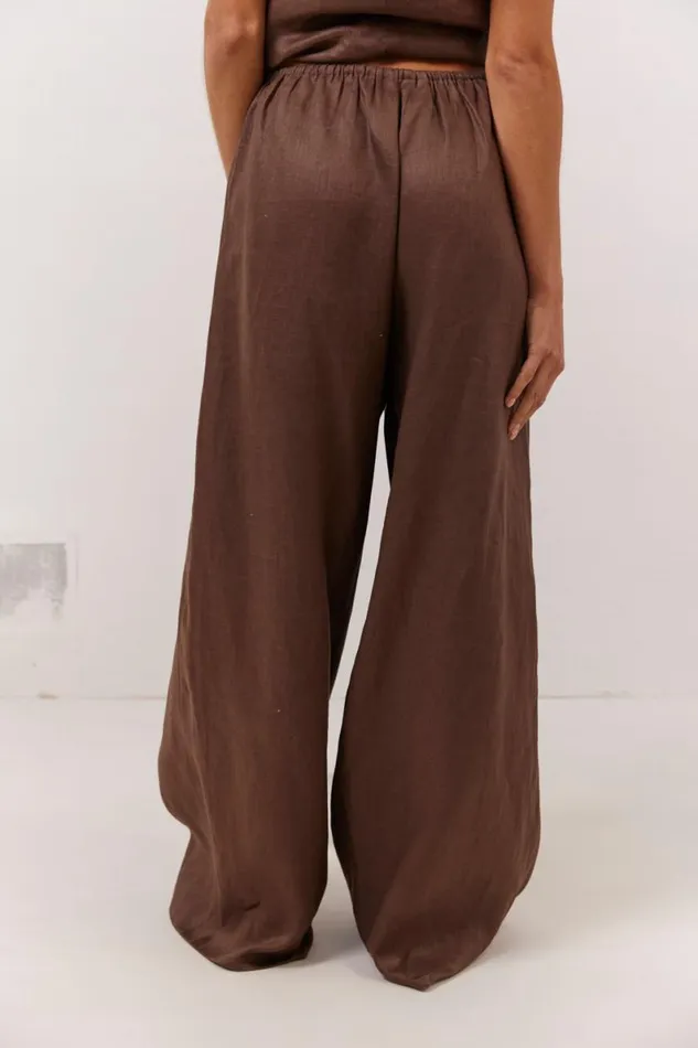Pants Women VRG GRL Raya Linen Pants Chocolate Pants Women VRG GRL Raya Linen Pants Chocolate