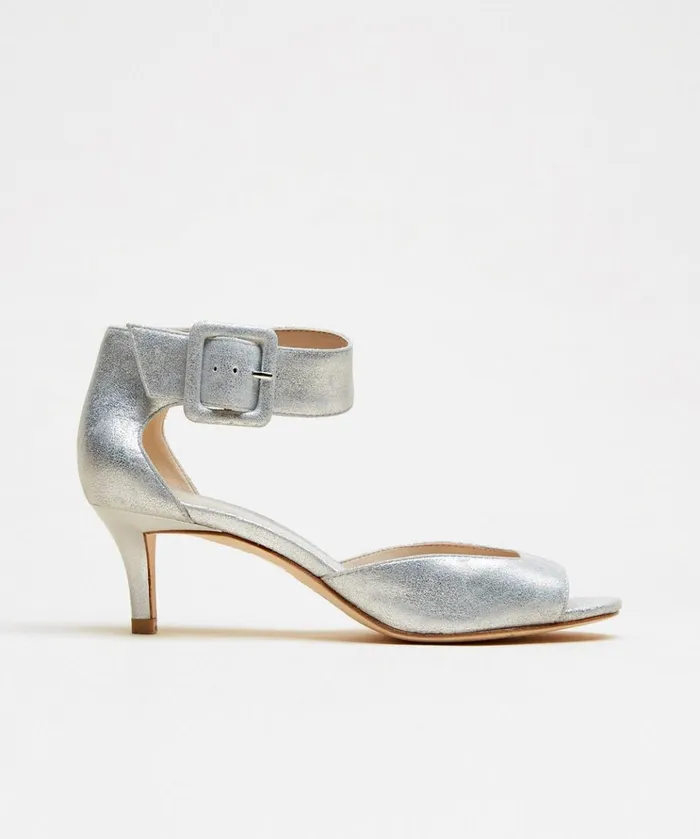 Pelle Moda Berlin Low Heel 8211 Silver Silver Metallic Suede Women Low Heels
