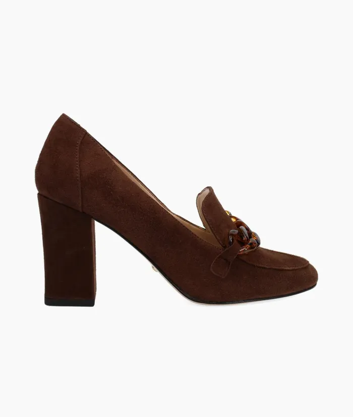 Pelle Moda Esra Mid Heel 8211 Chocolate Chocolate Kid Suede Women High Heels