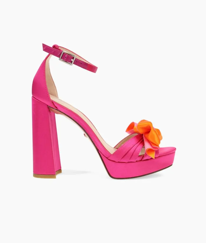 Pelle Moda Gema Platform 8211 Pink Pink Satin Combo Women High Heels