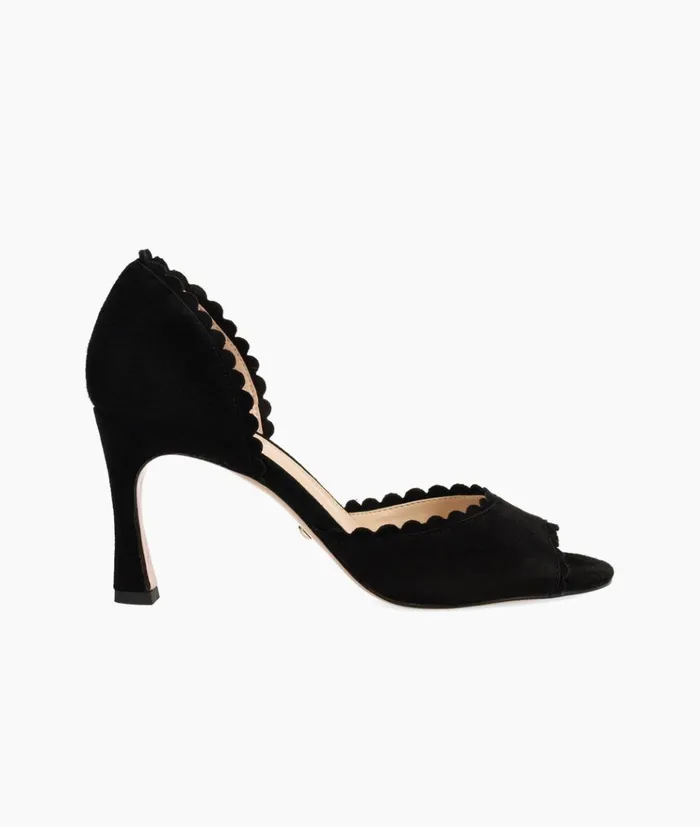 Pelle Moda Hollin Mid Heel 8211 Black Black Kid Suede Women High Heels