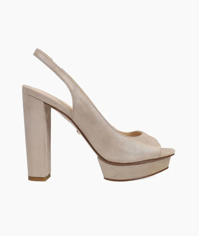 Pelle Moda Palma Platform 8211 Taupe Dark Taupe Shimmer Suede Women High Heels