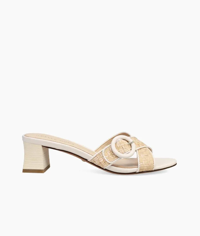 Pelle Moda Thana Slide 8211 White White Washed Basket Weave Women Low Heels
