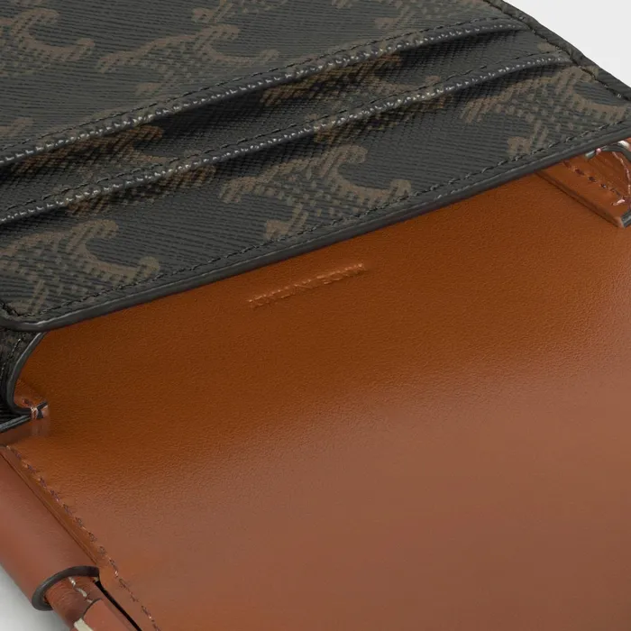 Phone Pouch In Triomphe Canvas And Calfskin Tan Men CELINE TECH ACCESSORIES Phone Pouch In Triomphe Canvas And Calfskin Tan Men CELINE TECH ACCESSORIES