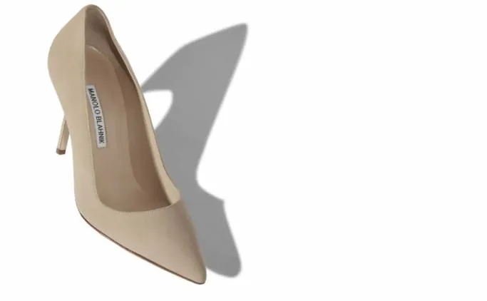 Pumps Women Manolo Blahnik BBDark Cream Suede Pointed Toe Pumps