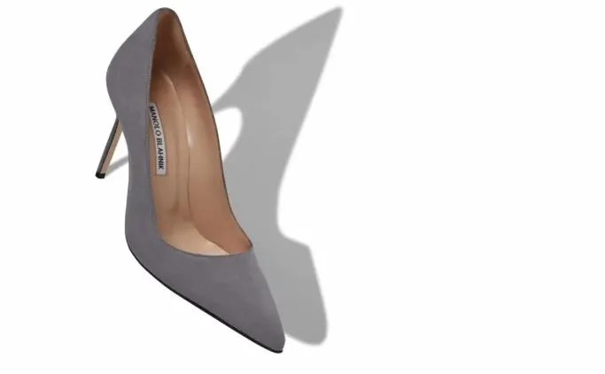 Pumps Women Manolo Blahnik BBGrey Suede Pointed Toe Pumps