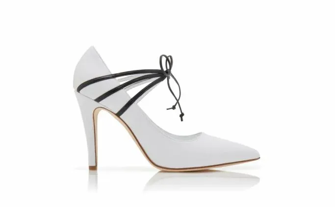 Pumps Women Manolo Blahnik BOMANHIWhite And Black Nappa Leather LaceUp Pumps Pumps Women Manolo Blahnik BOMANHIWhite And Black Nappa Leather LaceUp Pumps