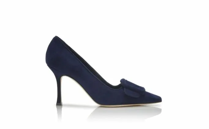 Pumps Women Manolo Blahnik MAYSALEPUMP 90Navy Blue Suede Buckle Detail Pumps Pumps Women Manolo Blahnik MAYSALEPUMP 90Navy Blue Suede Buckle Detail Pumps