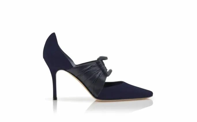 Pumps Women Manolo Blahnik SAMAKUNNavy Blue Suede And Nappa Leather Pumps Pumps Women Manolo Blahnik SAMAKUNNavy Blue Suede And Nappa Leather Pumps