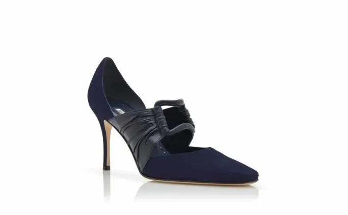 Pumps Women Manolo Blahnik SAMAKUNNavy Blue Suede And Nappa Leather Pumps Pumps Women Manolo Blahnik SAMAKUNNavy Blue Suede And Nappa Leather Pumps