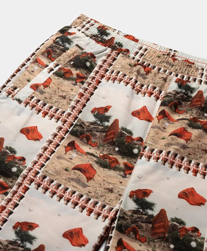 Red Grey Rashid Pants Women Daily Paper Trousers
