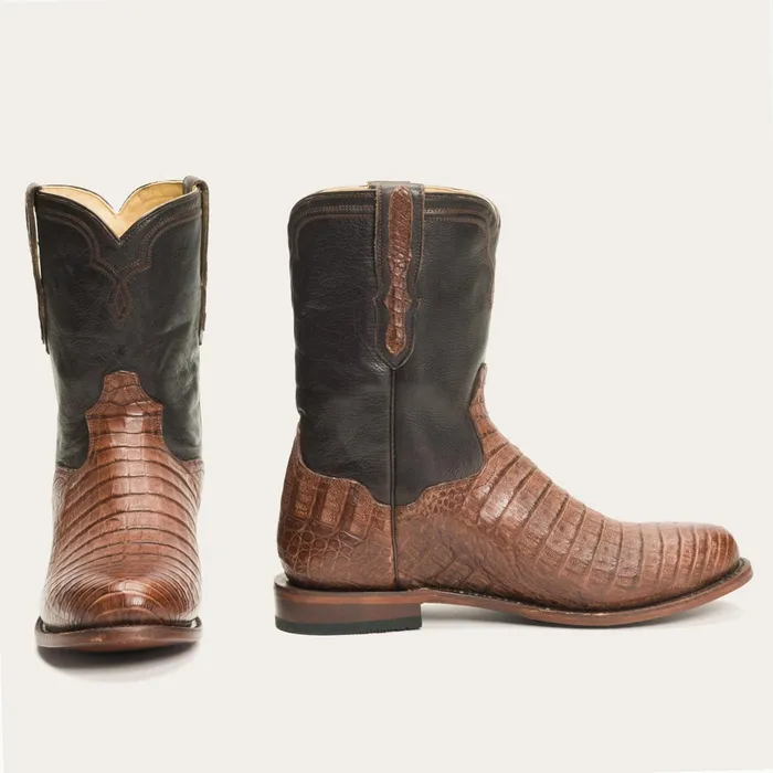 Ropers Men Stetson Puncher Exotic Boots Brown