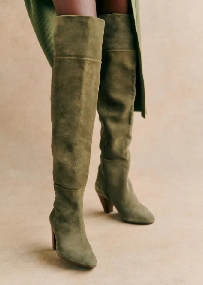 Szane Boots and Thigh High Boots Womens Colette Thigh High Boots Khaki