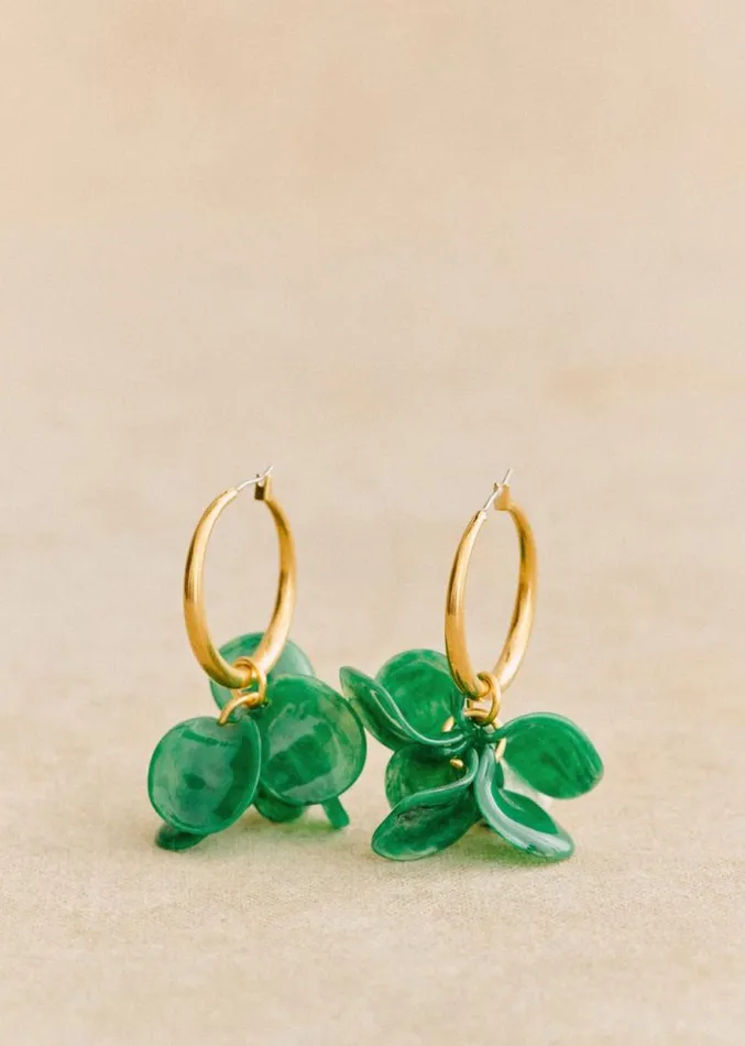Szane Earrings Womens Flora Hoops Green