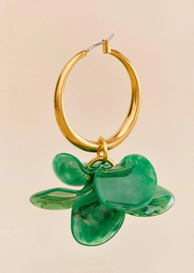 Szane Earrings Womens Flora Hoops Green