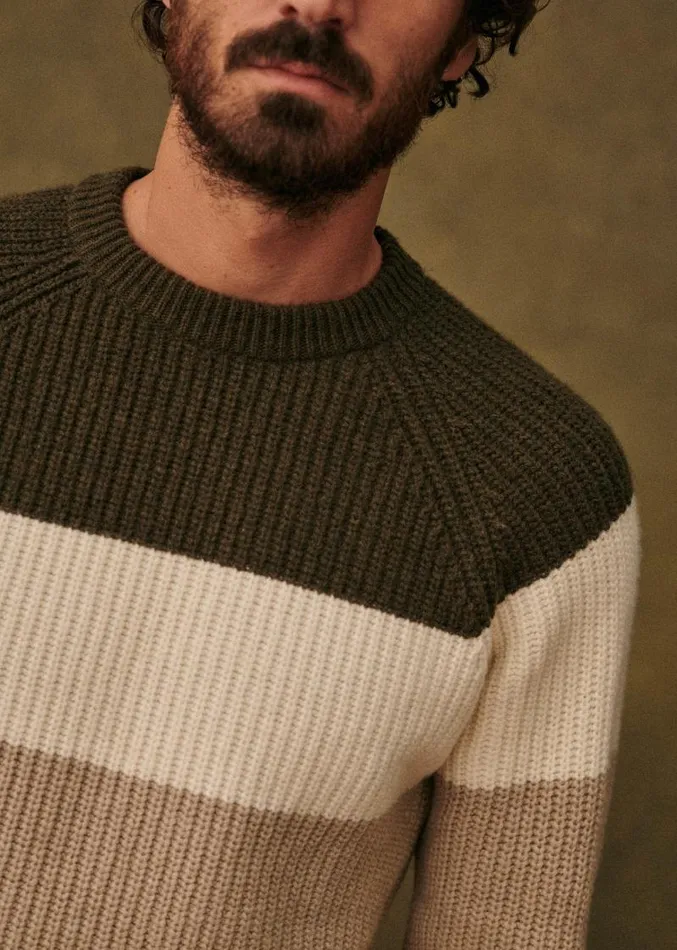 Szane Knitwear Mens Lo Sweater Kaki Ecru Beige