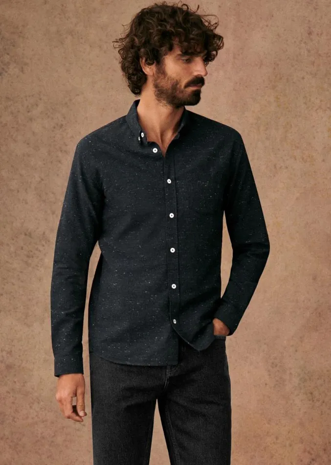 Szane Shirts Mens Charlie Shirt Flecked Navy