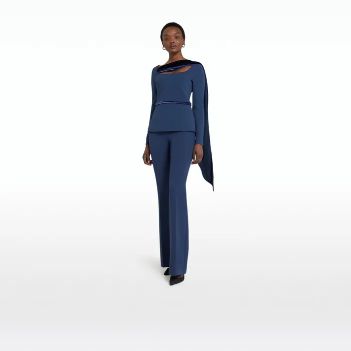 Safiyaa Alexa Ink Blue Trousers Women Trousers
