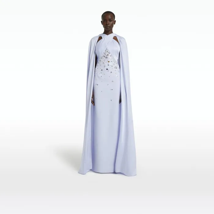 Safiyaa Ayse Silk Blue Long Dress Women Dresses