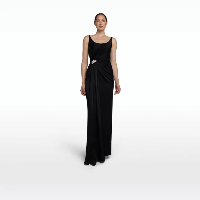 Safiyaa Bendetta Black Long Dress Women Dresses
