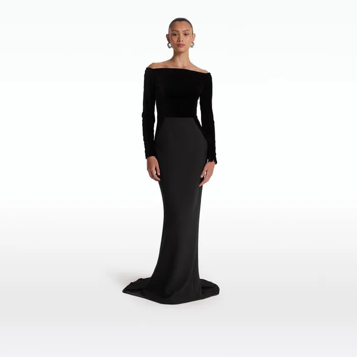 Safiyaa Pazienza Black Long Dress Women Dresses