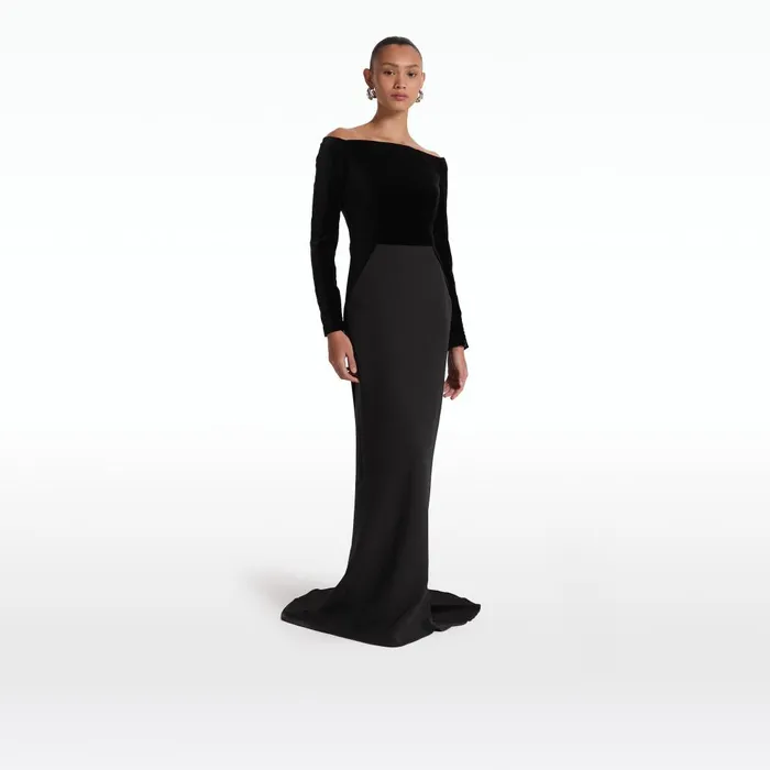 Safiyaa Pazienza Black Long Dress Women Dresses