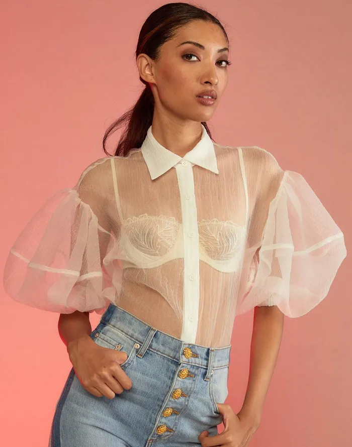 Sheer Bliss Blouse 8211 White Women Cynthia Rowley Tops
