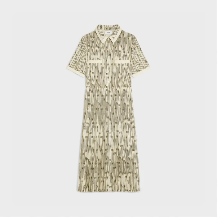 Shirt Dress In Crepe De Chine Ivoireor Women CELINE DRESSES AND SKIRTS