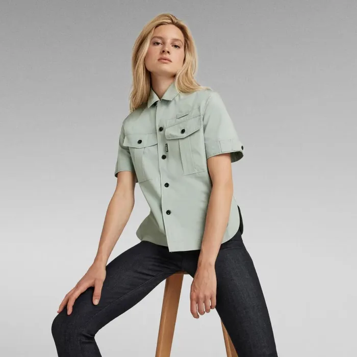 Shirts and Blouses Women GStar RAW Officer Bowling Shirt Iceberg Green