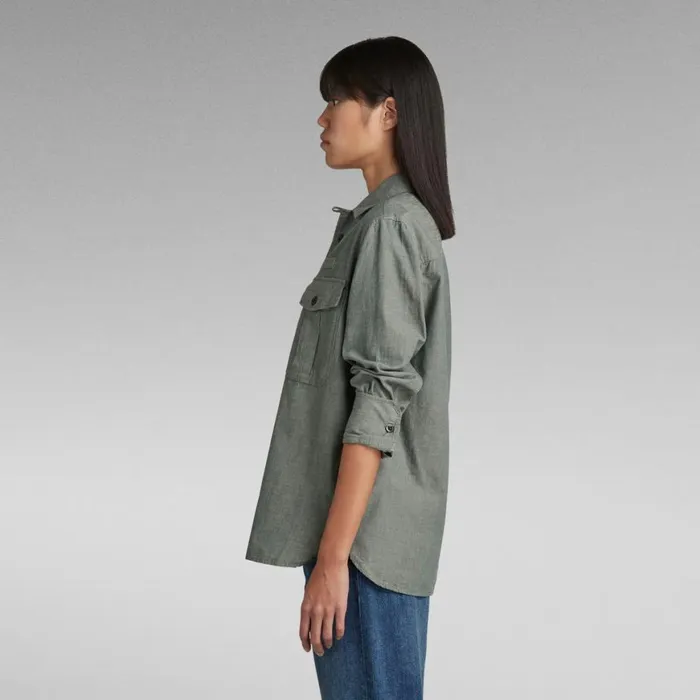 Shirts and Blouses Women GStar RAW Officer Boyfriend Shirt Grey Moss