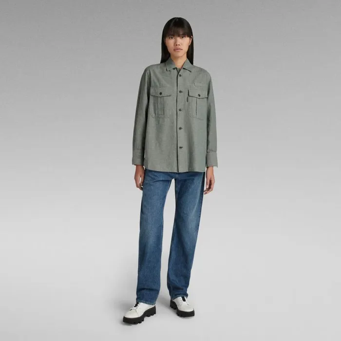 Shirts and Blouses Women GStar RAW Officer Boyfriend Shirt Grey Moss