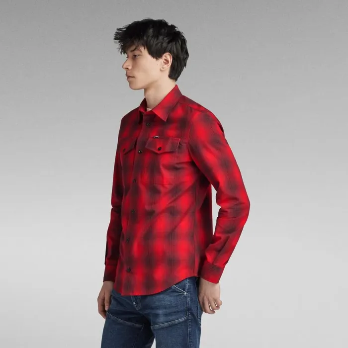 Shirts Men GStar RAW Marine Slim Shirt Dk Flame Vanderbilt Check