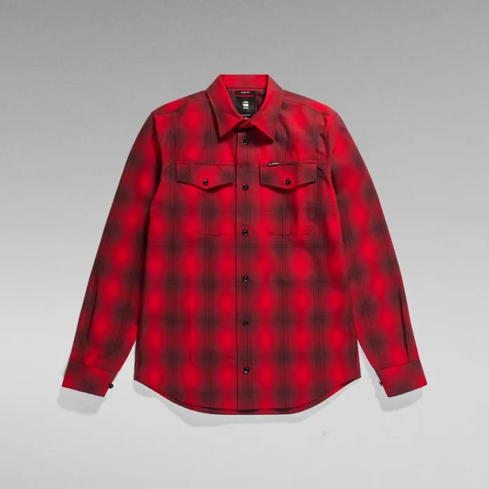 Shirts Men GStar RAW Marine Slim Shirt Dk Flame Vanderbilt Check