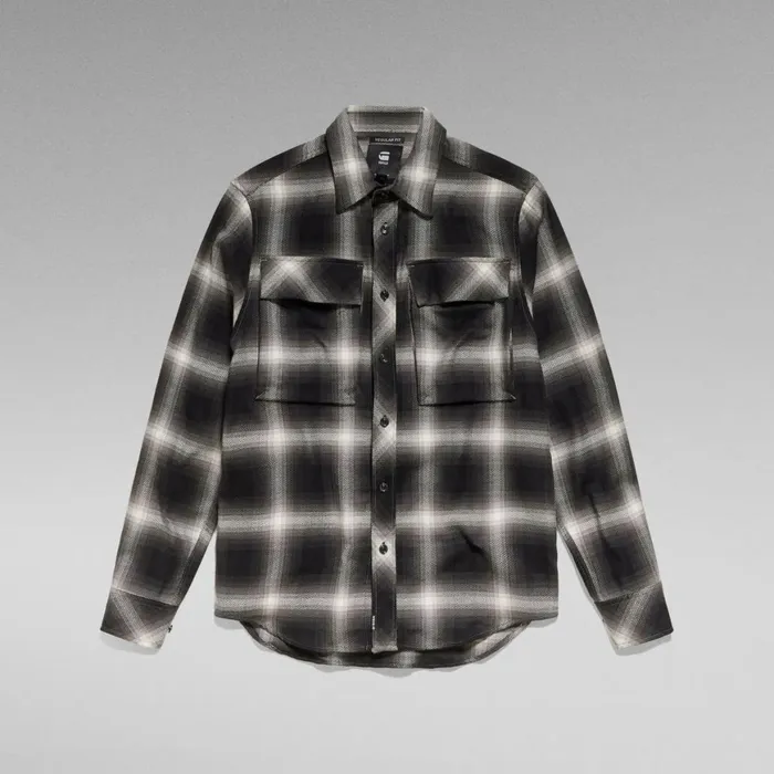 Shirts Men GStar RAW Navy Seal Regular Shirt Dark Black Dale Check