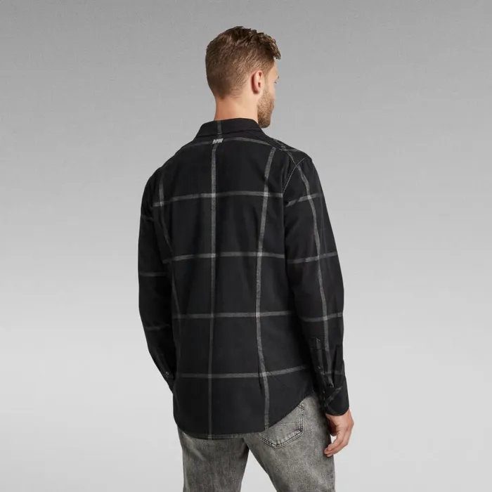 Shirts Men GStar RAW Plaid Slim Shirt Dark Black Louis Check