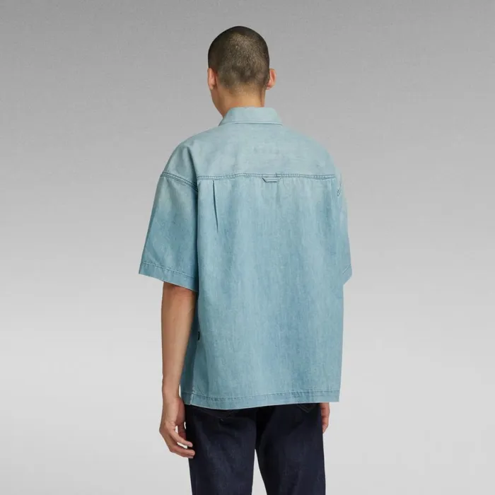 Shirts Men GStar RAW Premium Oversized Boxy Fit Shirt Sun Faded Cadet Blue
