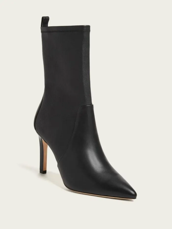 Shoes Women Marciano Mavrik Leather Ankle Bootie Black Snakeskin