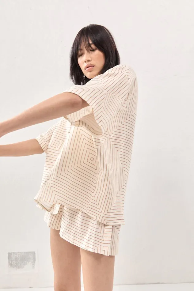 Short Sleeve Women VRG GRL Naomi Linen Smock Top Juno Short Sleeve Women VRG GRL Naomi Linen Smock Top Juno