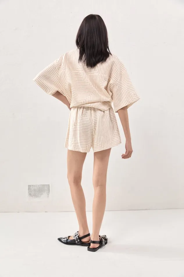 Short Sleeve Women VRG GRL Naomi Linen Smock Top Juno Short Sleeve Women VRG GRL Naomi Linen Smock Top Juno