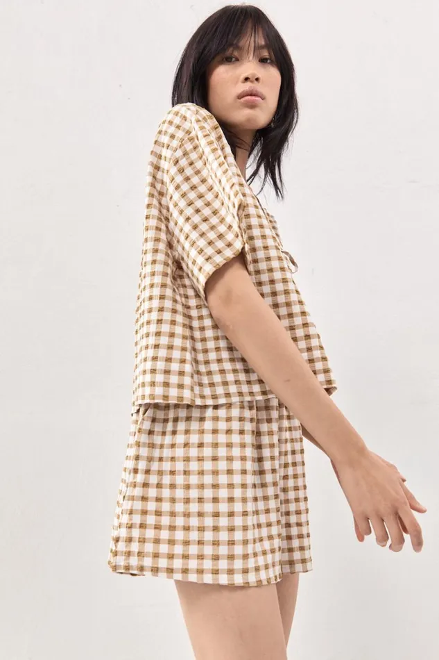 Short Sleeve Women VRG GRL The Sea and I Smock Top Honey Short Sleeve Women VRG GRL The Sea and I Smock Top Honey