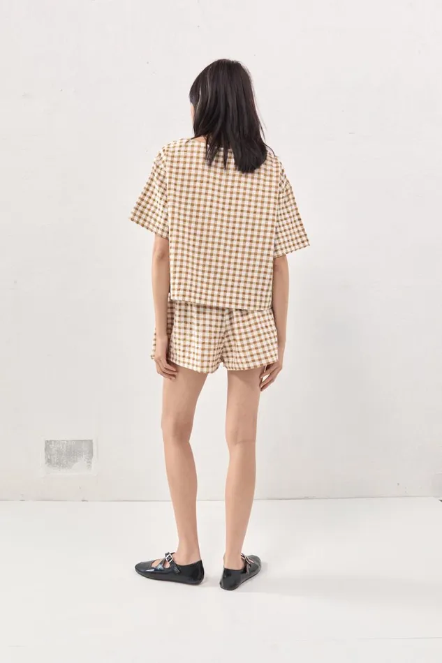 Short Sleeve Women VRG GRL The Sea and I Smock Top Honey Short Sleeve Women VRG GRL The Sea and I Smock Top Honey