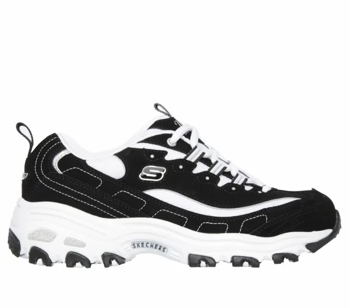 Skechers D039Lites 8211 Biggest Fan Black White Women Athletic Sneakers