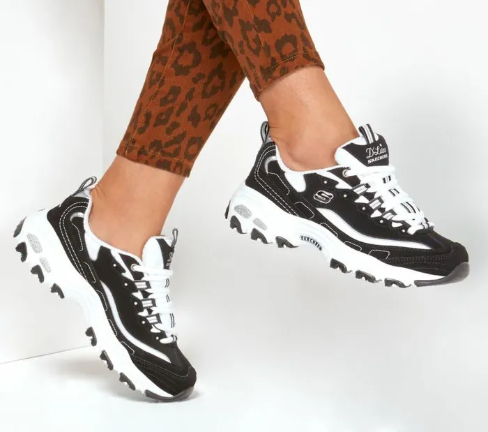 Skechers D039Lites 8211 Biggest Fan Black White Women Athletic Sneakers Skechers D039Lites 8211 Biggest Fan Black White Women Athletic Sneakers