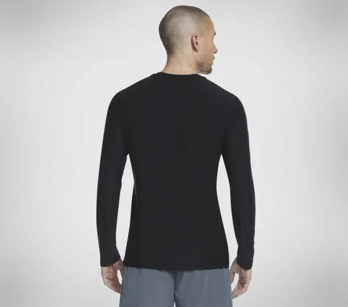 Skechers GO DRI All Day LS Diamond Tee Black Men Tops Skechers GO DRI All Day LS Diamond Tee Black Men Tops