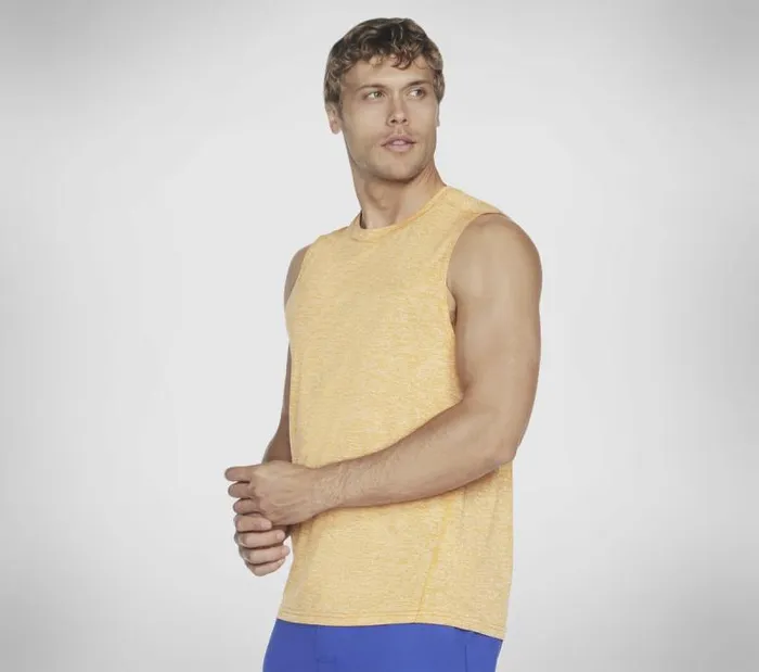 Skechers GO DRI Charge Tank Orange Yellow Men Tops Skechers GO DRI Charge Tank Orange Yellow Men Tops