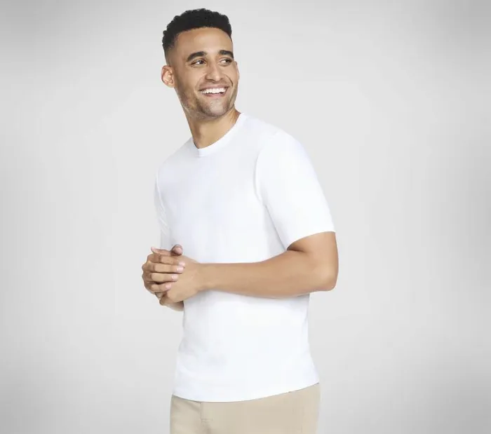 Skechers GO DRI Pima Crew White Men Tops Skechers GO DRI Pima Crew White Men Tops